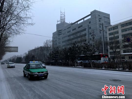 圖為西寧灰蒙蒙的天空飄起了雪花,不一會兒就把房頂、行道樹、馬路鋪上了一層銀裝?!O睿 攝